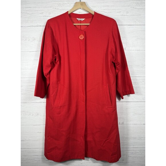 Modissa vintage wool coat womens red long button pockets large/ medium - Picture 1 of 10